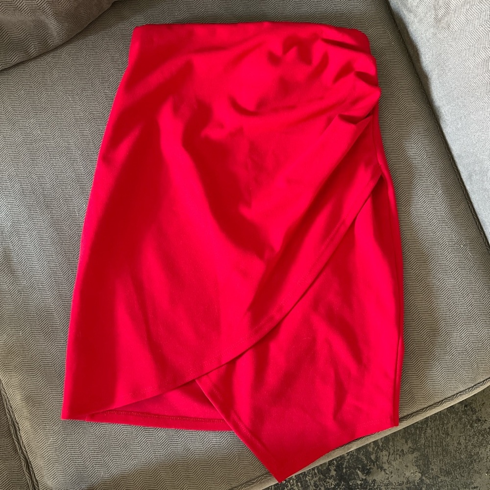 Red pencil skirt by BlueBlush.